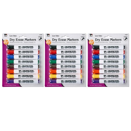 Charles Leonard Barrel Style Dry Erase Markers, Chisel, Assorted, 8 Per Pack, PK3 47828